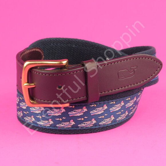 Vineyard Vines Other - Vineyard Vines Canvas Club Surcingle Whimsical Boat Pattern Belt in Blue…